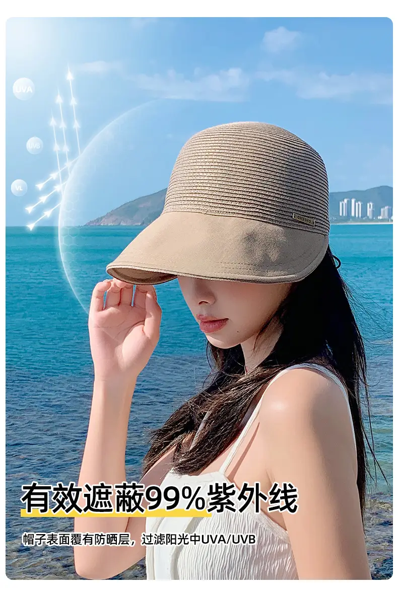 Women Straw Sun Hat UV Protective Beach Wear — feature 4