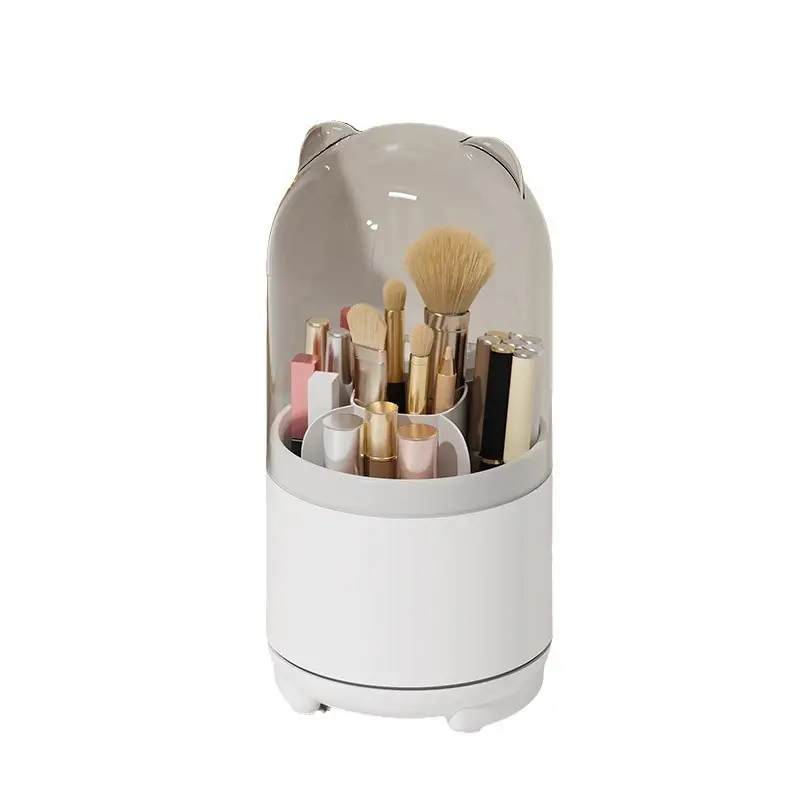 Rotating Makeup Storage Box with Brush & Pen Holder