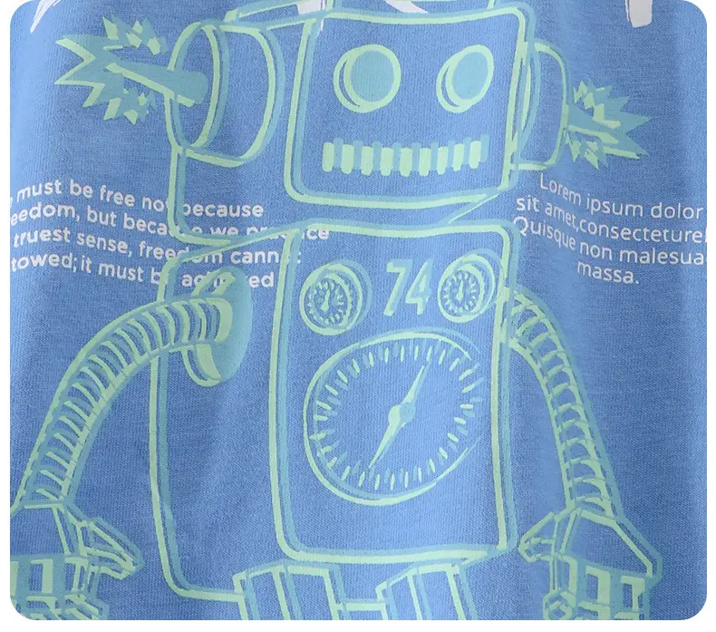 Children's Blue & Purple Robot Print T-Shirts Cotton Summer Wear — feature 13