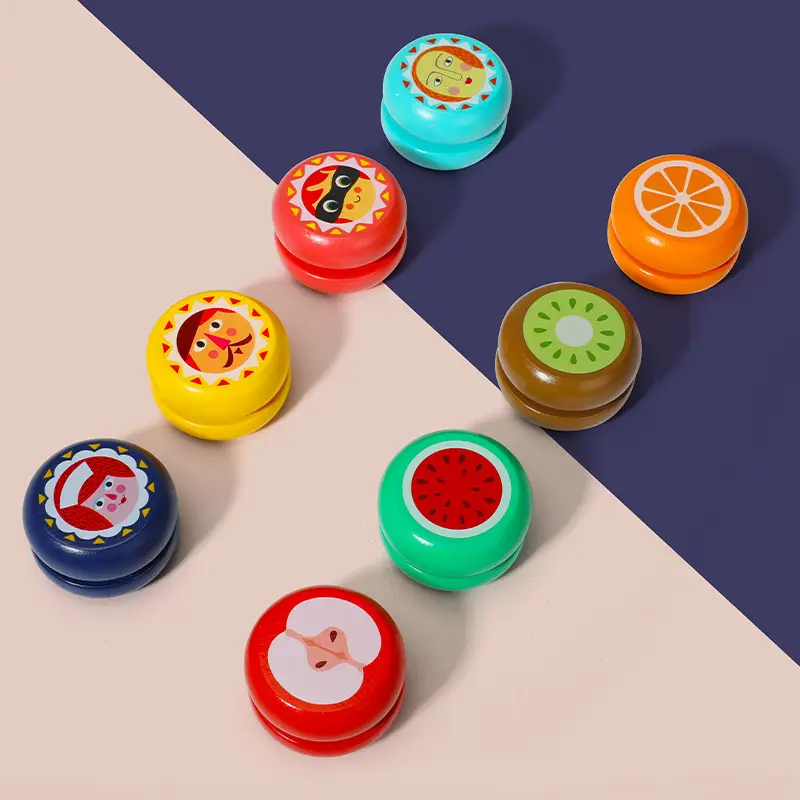 Wooden Yo-Yo 8090 Classic Nostalgic Yo-Yo Toy for Young Kidsren Cartoon Night Market Stall Supply Wholesale