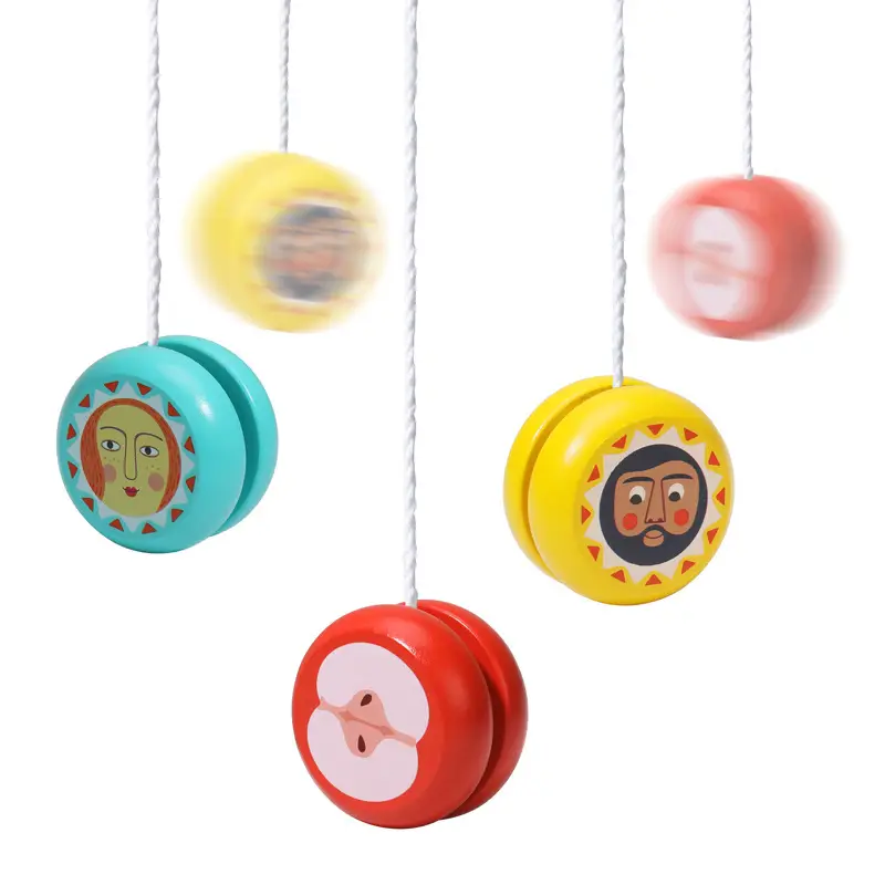 Wooden Yo-Yo 8090 Classic Nostalgic Yo-Yo Toy for Young Kidsren Cartoon Night Market Stall Supply Wholesale