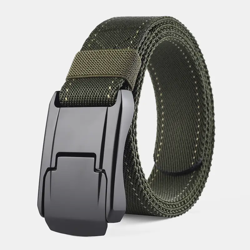 Men's Green Mesh Tactical Belt with Zinc Alloy Buckle - Image 4