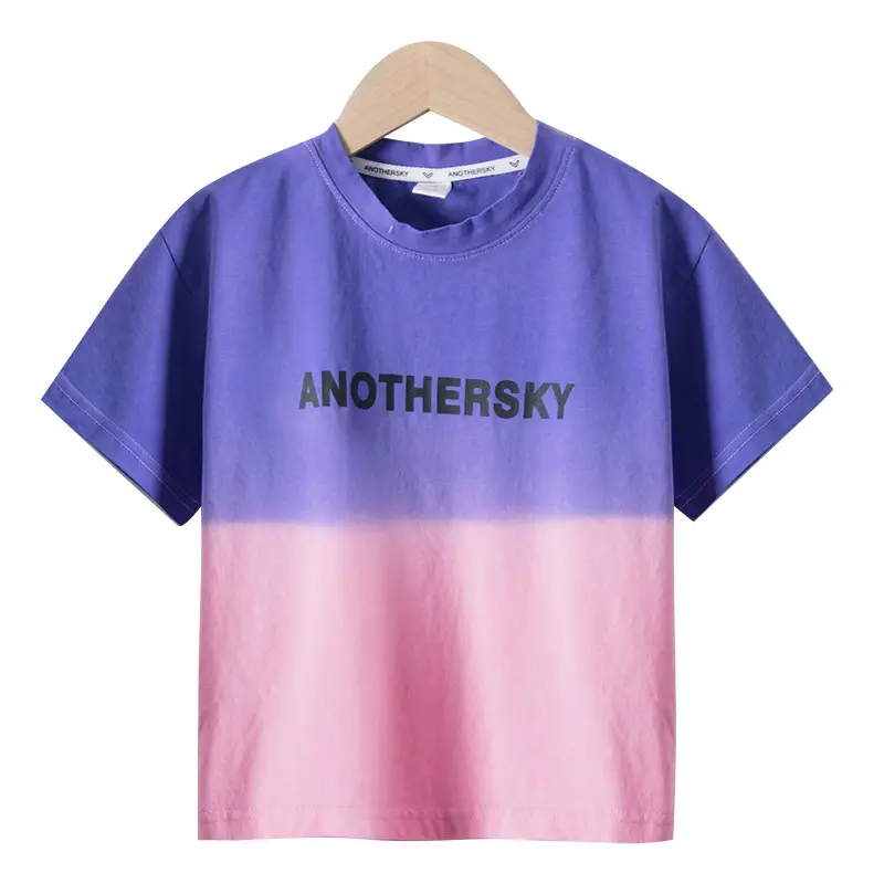 Kids Cotton T-Shirt Purple White Medium Large