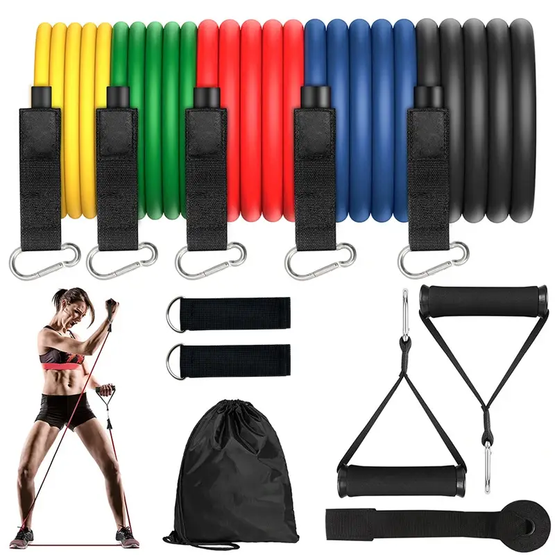 TPE with standard 11-piece set tension device carabiner multifunctional tension rope resistance band gourd hook home fitness