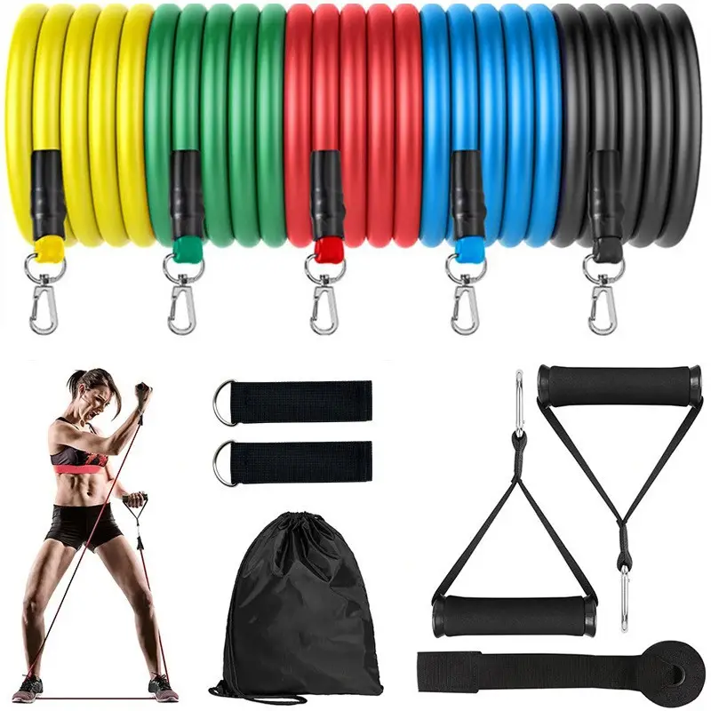TPE with standard 11-piece set tension device carabiner multifunctional tension rope resistance band gourd hook home fitness