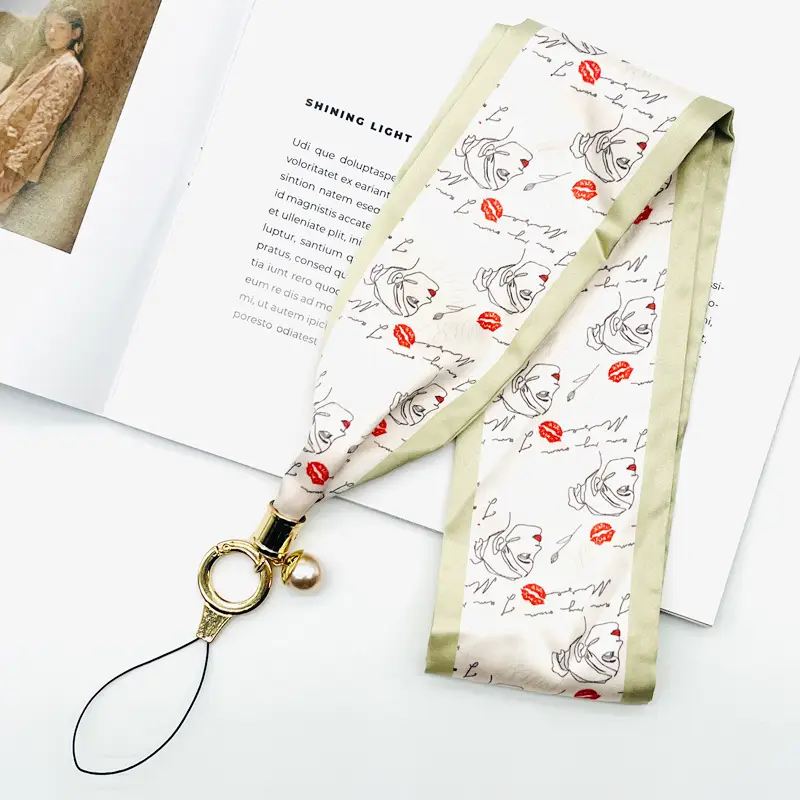Women's Mobile Phone Hanging Necklace with Silk Satin French Scarf - Image 2