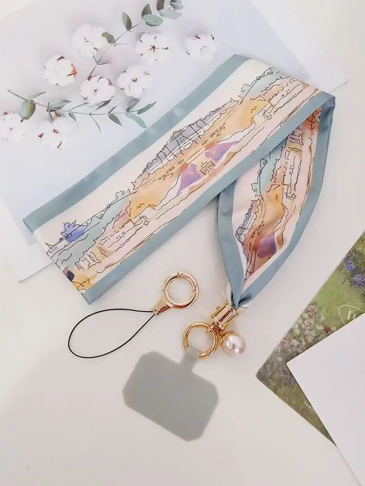 Women's Mobile Phone Hanging Necklace with Silk Satin French Scarf — feature 1