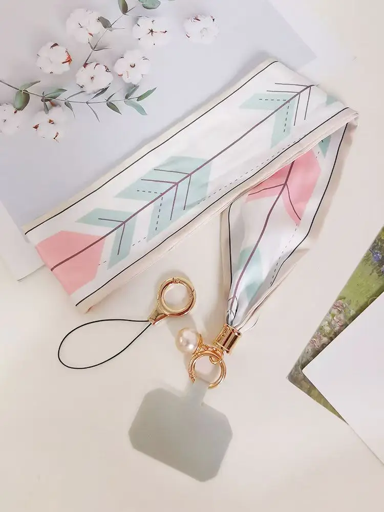 Women's Mobile Phone Hanging Necklace with Silk Satin French Scarf - Image 3