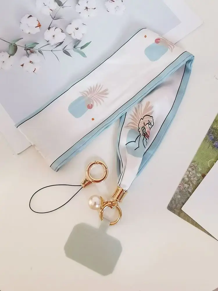 Women's Mobile Phone Hanging Necklace with Silk Satin French Scarf - Image 8