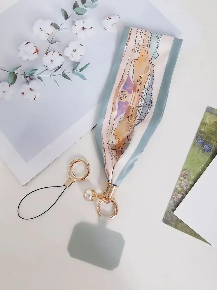 Women's Mobile Phone Hanging Necklace with Silk Satin French Scarf - Image 9