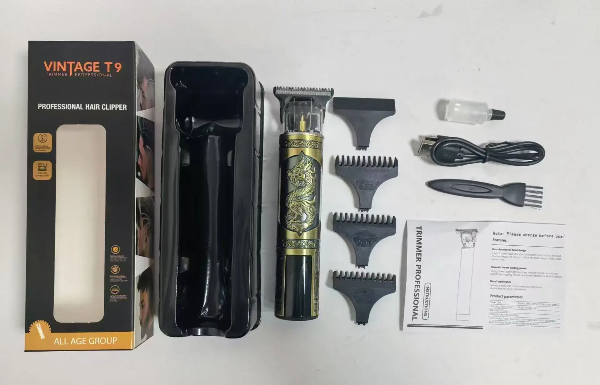 Electric Clipper for Men with Retro Oil Head & Rechargeable Carabiner