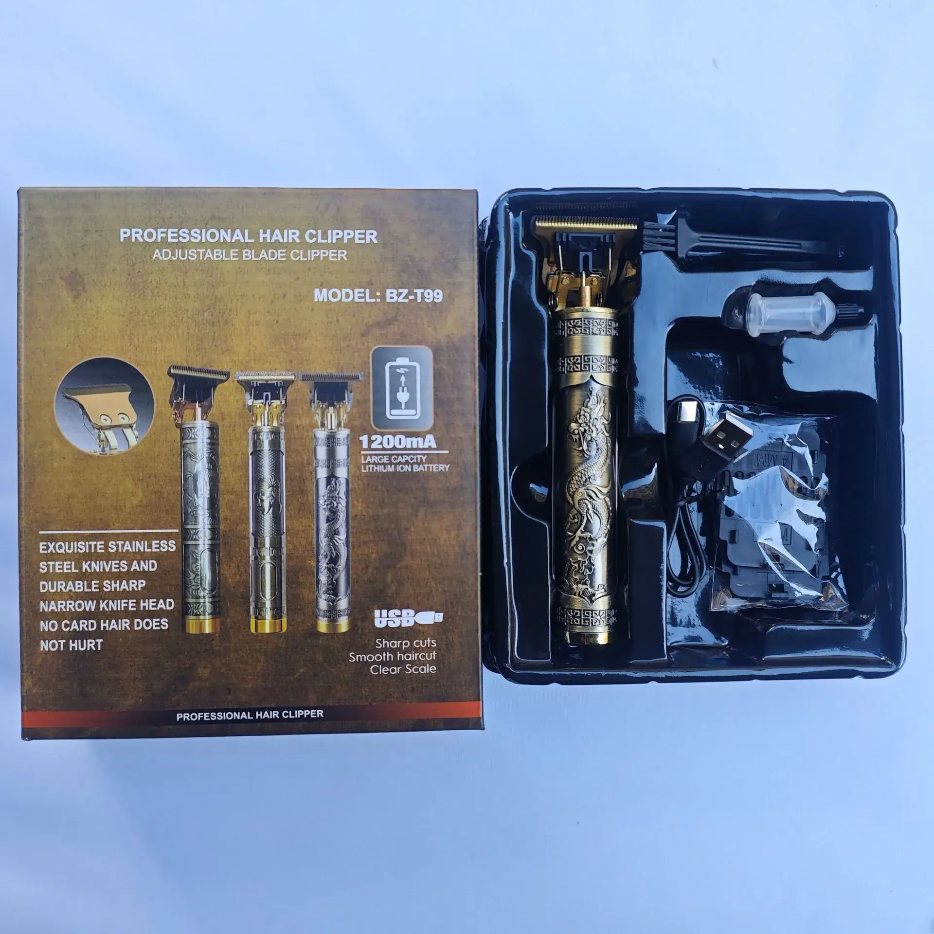 Electric Clipper for Men with Retro Oil Head & Rechargeable Carabiner