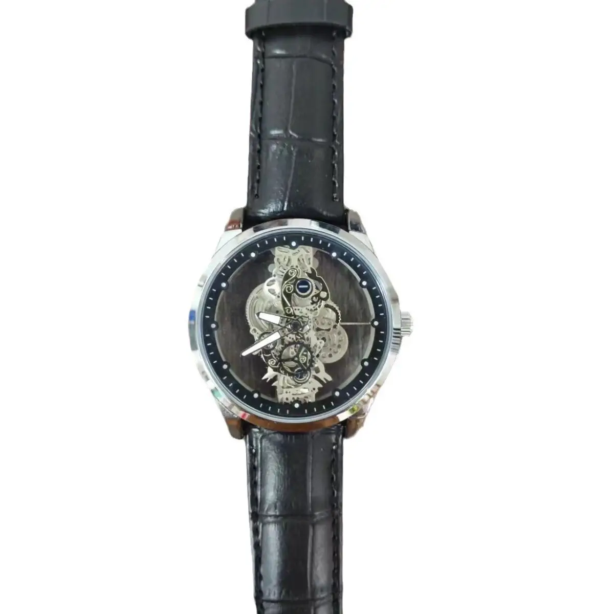 Men's Gold Mechanical Watch with Skeleton Design - Image 7