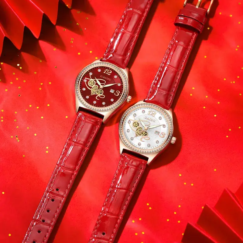 Women's Heart-Shaped Quartz Watch with Genuine Leather Strap - Image 6