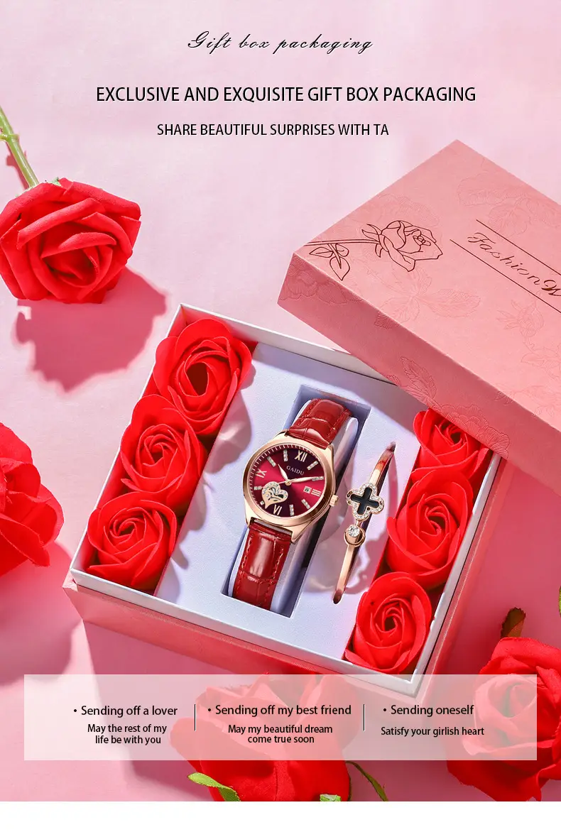 Women's Heart-Shaped Quartz Watch with Genuine Leather Strap — feature 12