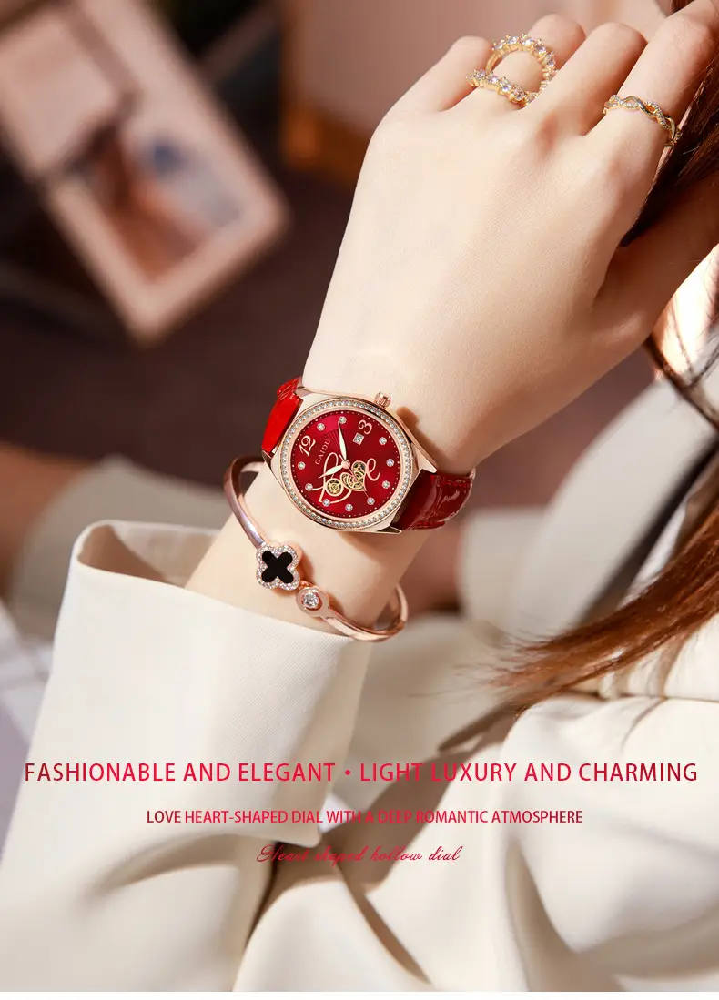 Women's Heart-Shaped Quartz Watch with Genuine Leather Strap — feature 13