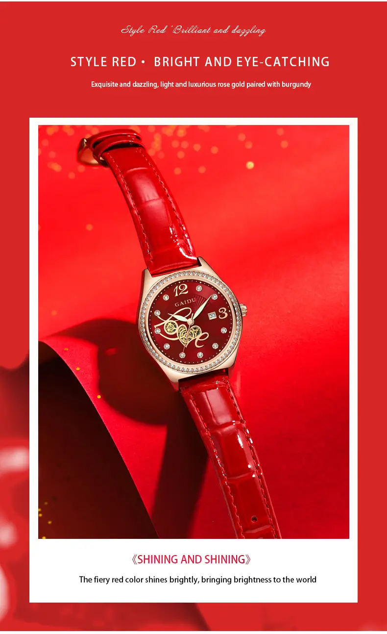Women's Heart-Shaped Quartz Watch with Genuine Leather Strap — feature 15