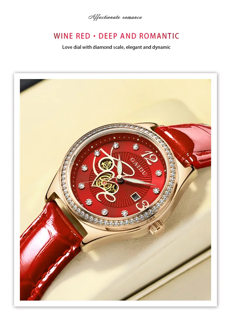 Women's Heart-Shaped Quartz Watch with Genuine Leather Strap — feature 17