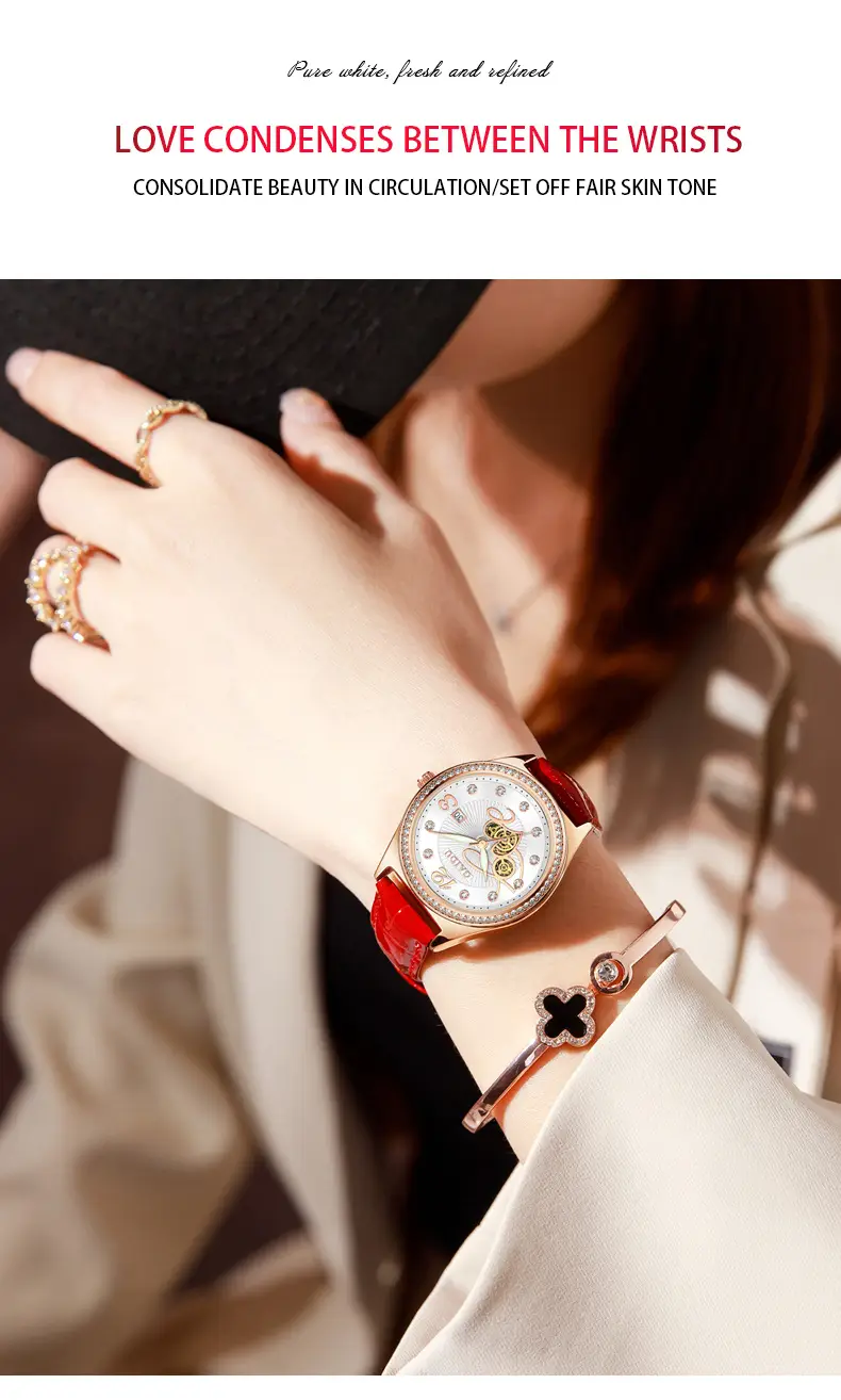 Women's Heart-Shaped Quartz Watch with Genuine Leather Strap — feature 22
