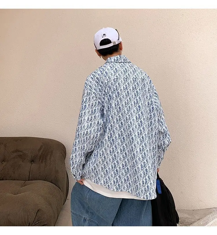 Men's Full Body Printed Long Sleeve Shirt White Gray — feature 11