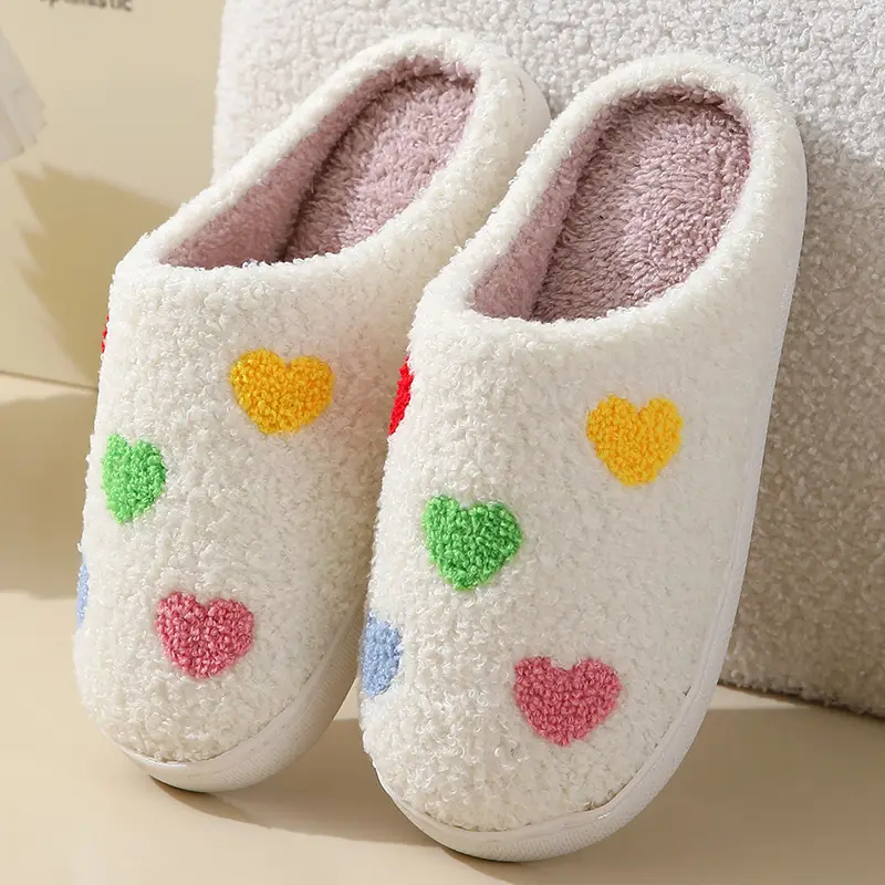 2023 new autumn and winter men and women lovers love cotton slippers home indoor cute cartoon smiley non-slip slippers