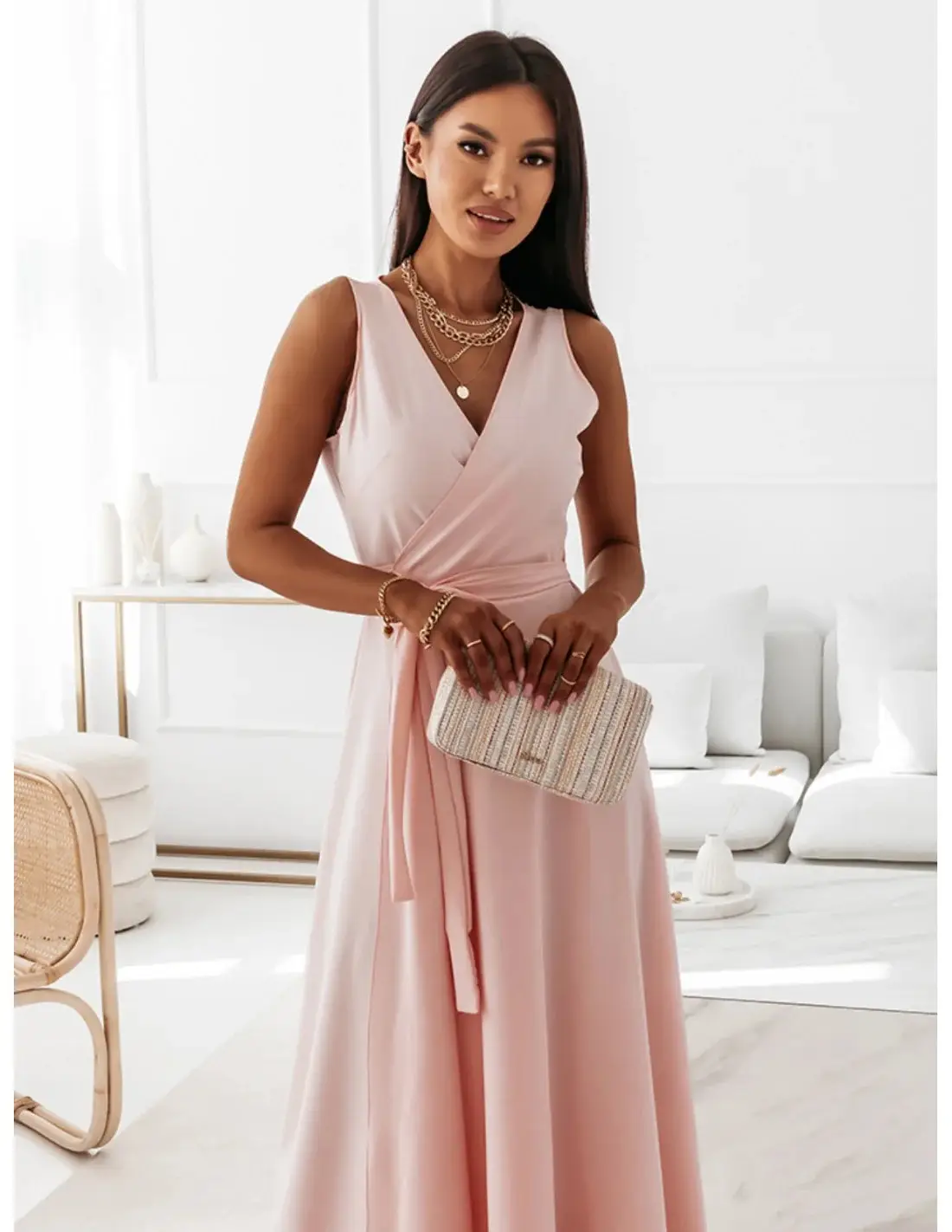 White V-Neck Long Dress for Women 2023 Summer — feature 20