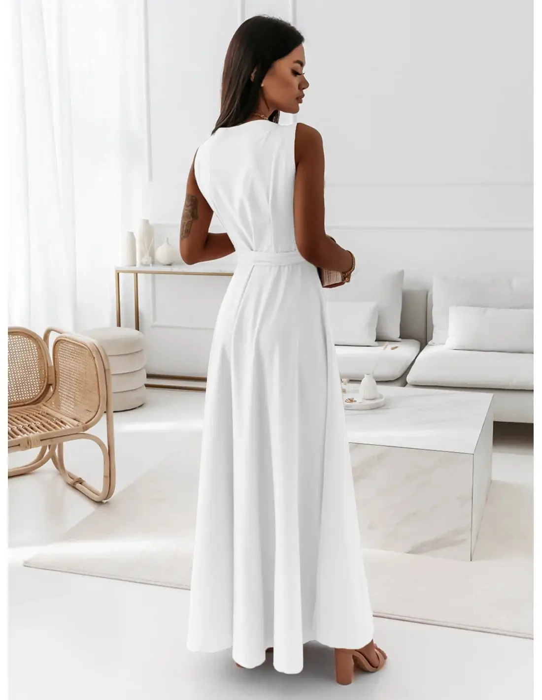 White V-Neck Long Dress for Women 2023 Summer — feature 27