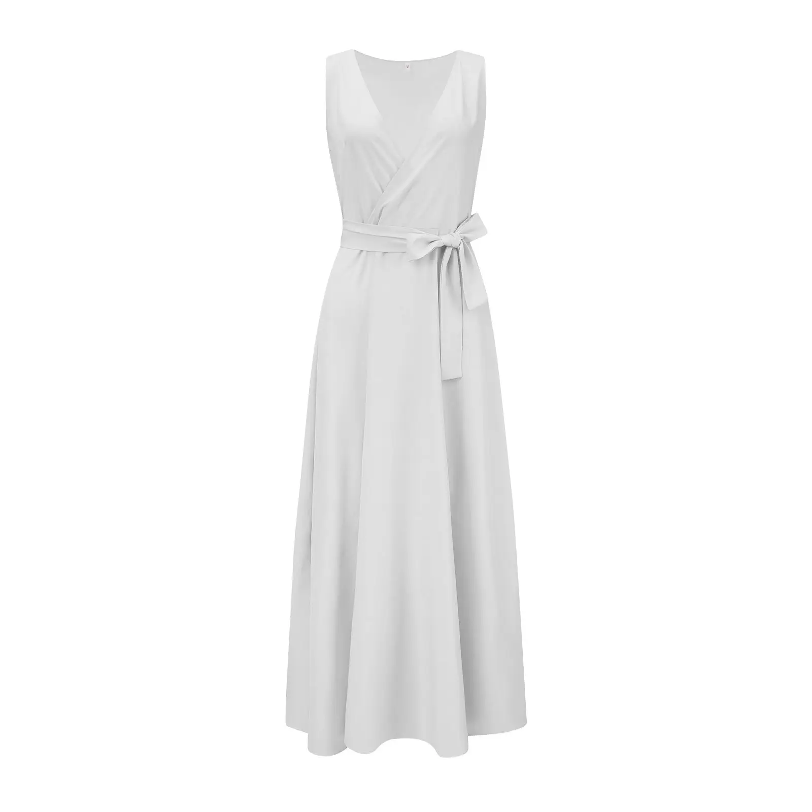 White V-Neck Long Dress for Women 2023 Summer — feature 8
