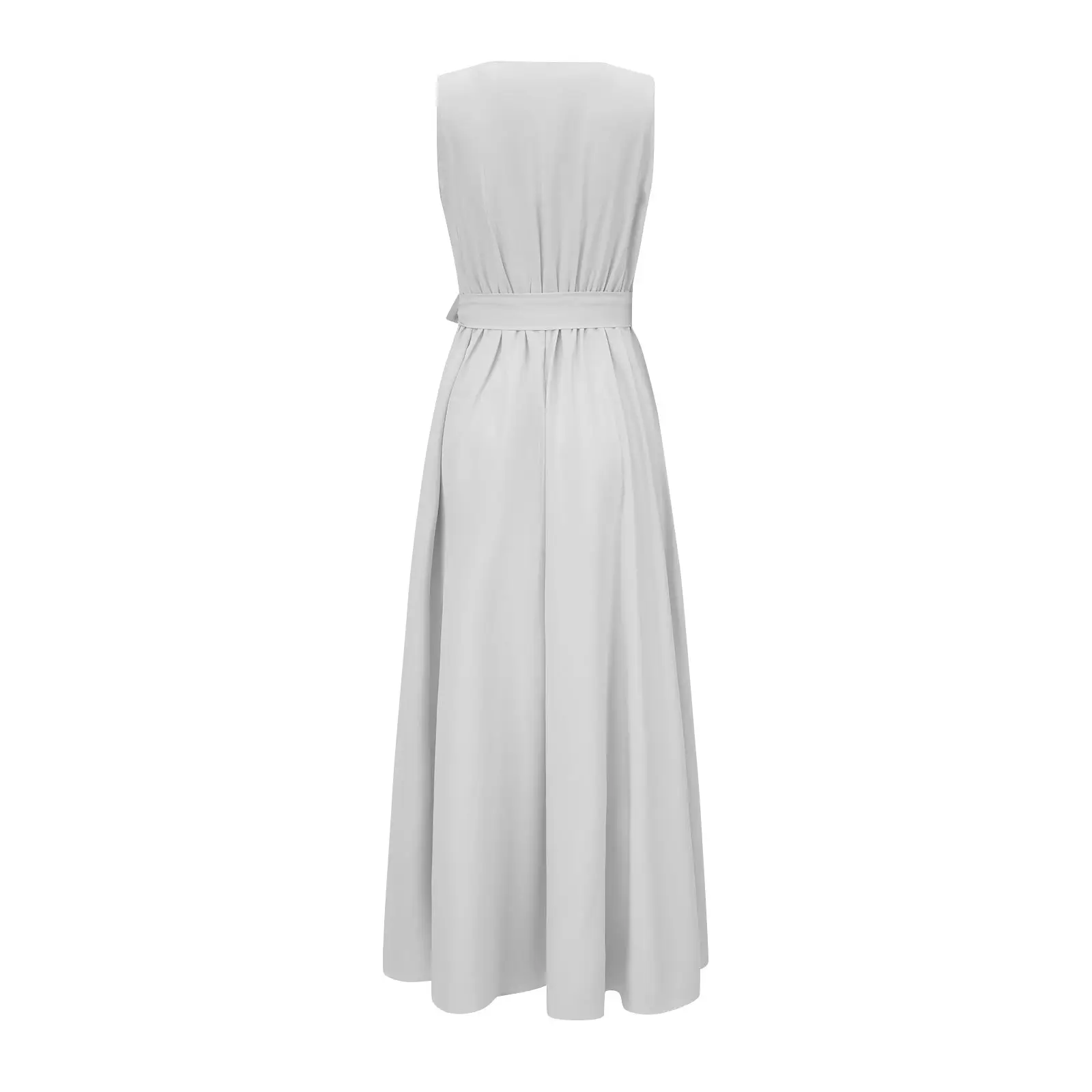 White V-Neck Long Dress for Women 2023 Summer — feature 9
