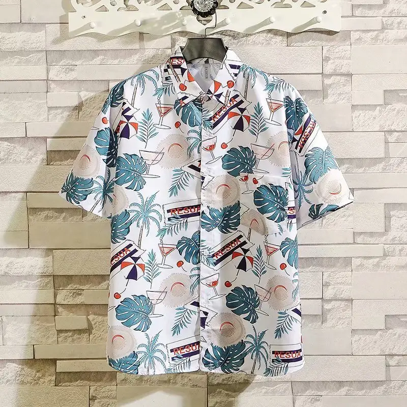 Hawaiian Floral Short Sleeve Men's Shirt Large - Image 18