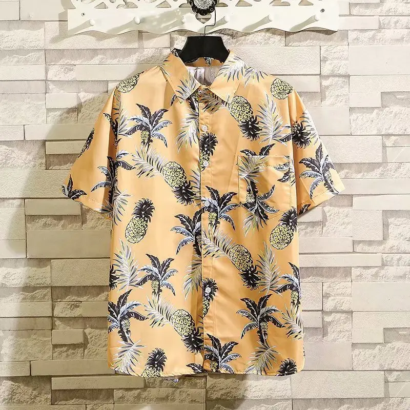 Hawaiian Floral Short Sleeve Men's Shirt Large - Image 4