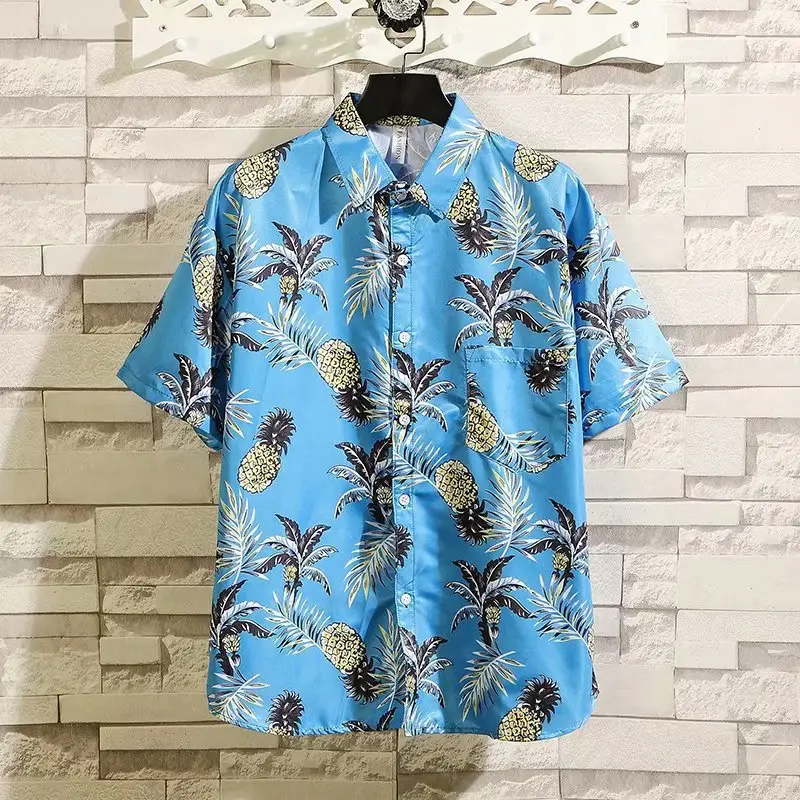 Hawaiian Floral Short Sleeve Men's Shirt Large - Image 5