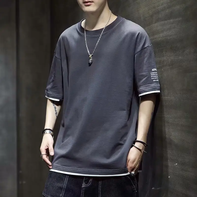 Men Korean Style Short Sleeve White T-Shirt 2020 Summer - Image 6