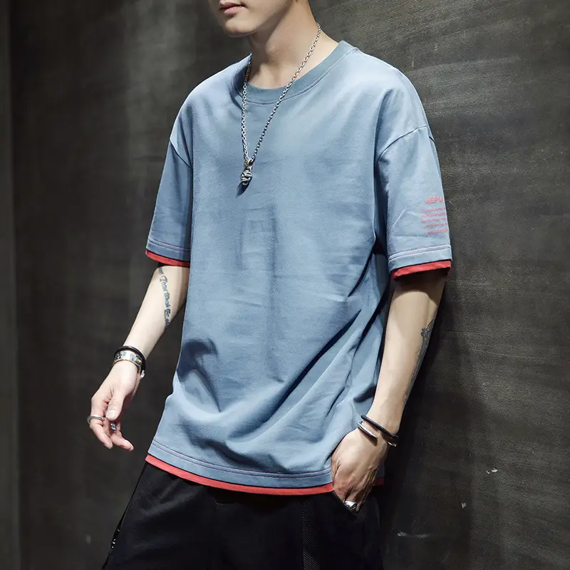 Men Korean Style Short Sleeve White T-Shirt 2020 Summer - Image 8