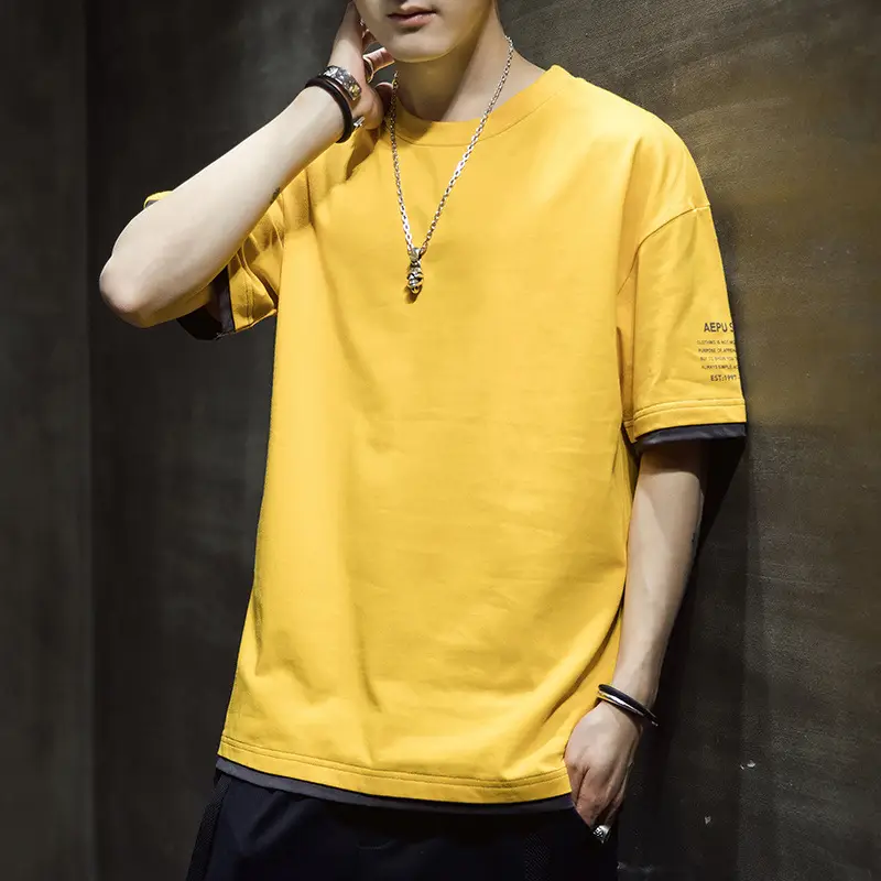 Men Korean Style Short Sleeve White T-Shirt 2020 Summer - Image 9