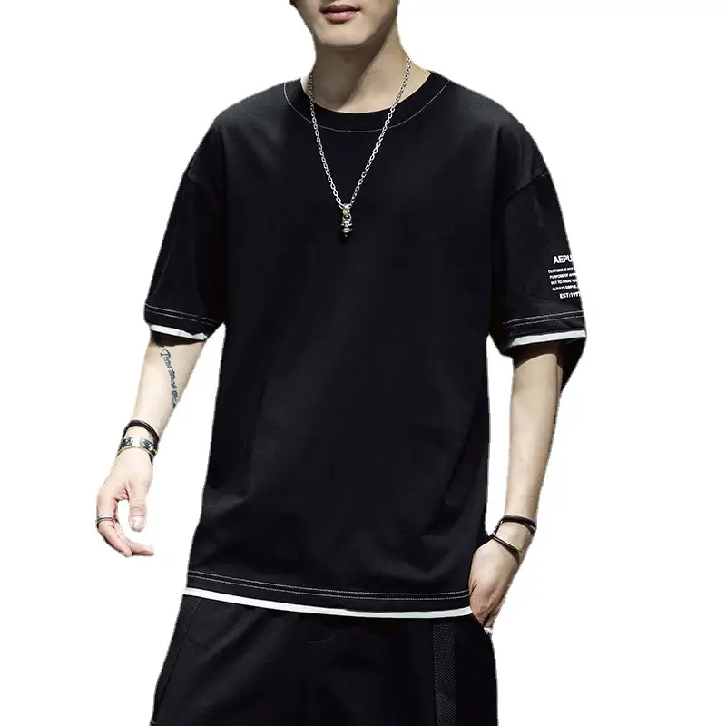 Men Korean Style Short Sleeve White T-Shirt 2020 Summer - Image 10