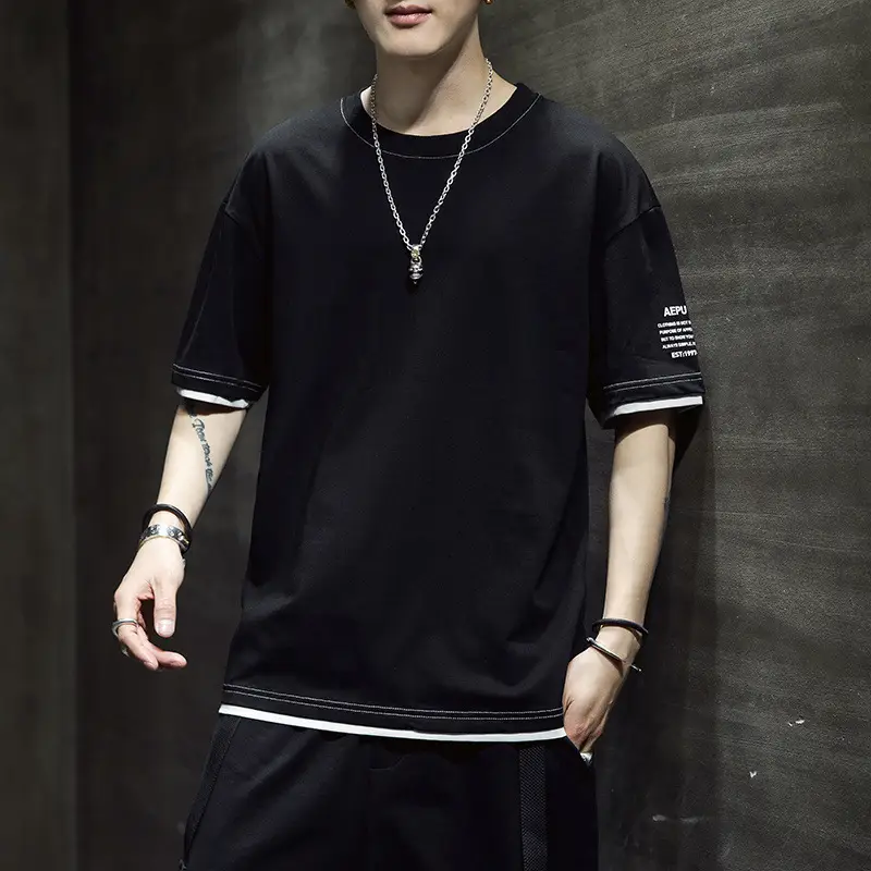 Men Korean Style Short Sleeve White T-Shirt 2020 Summer - Image 3