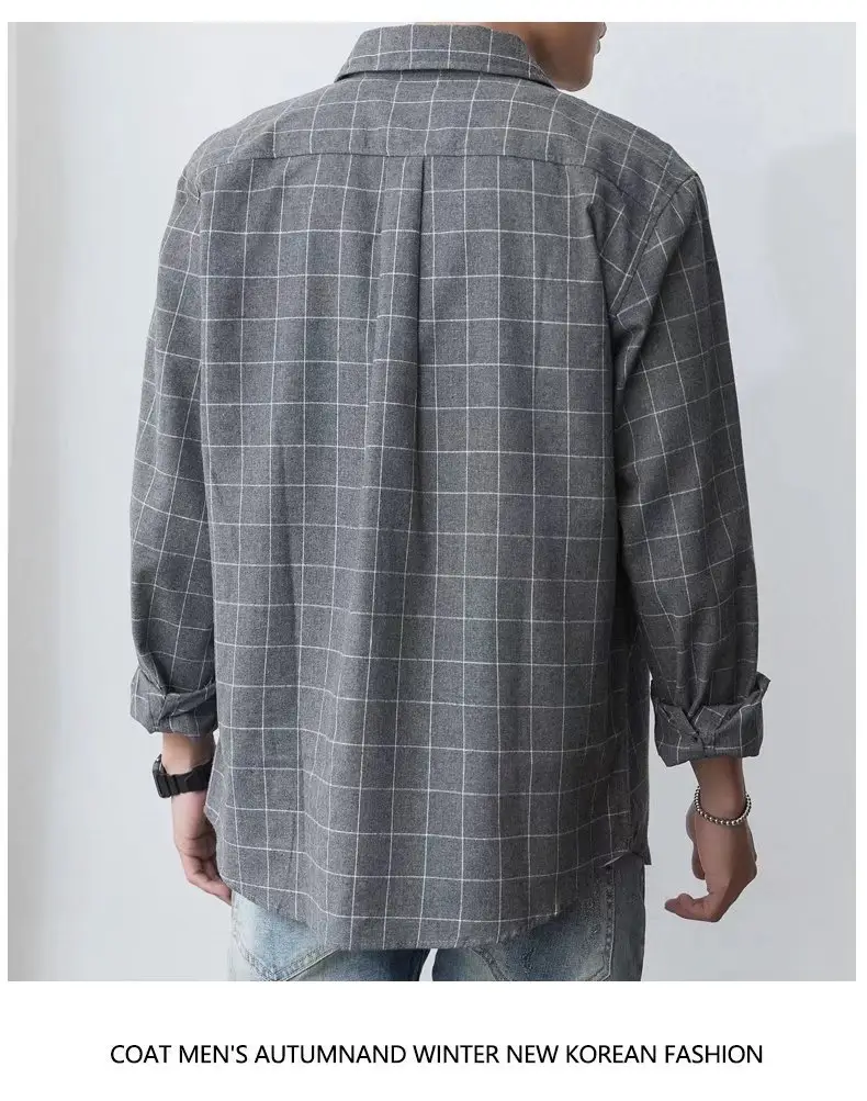Men's Long Sleeve Plain Shirt Grey Slim Fit - Image 8