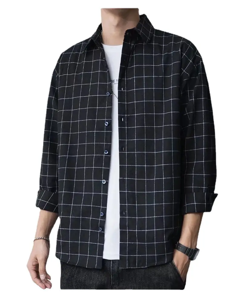 Men's Long Sleeve Plain Shirt Grey Slim Fit - Image 9