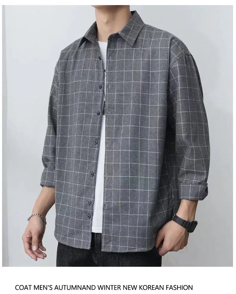 Men's Long Sleeve Plain Shirt Grey Slim Fit - Image 2