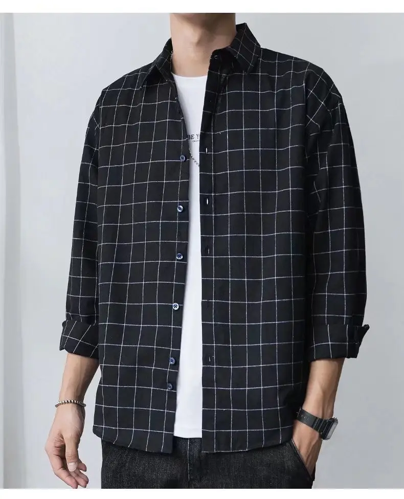Men's Long Sleeve Plain Shirt Grey Slim Fit - Image 4