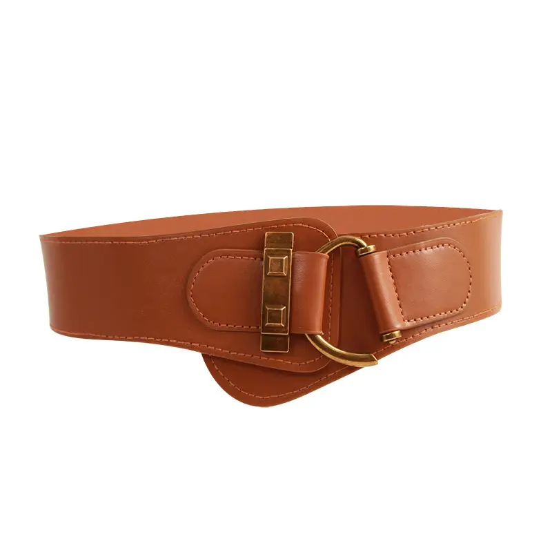 Elasticated Waist Belt for Women with Gold Buckle