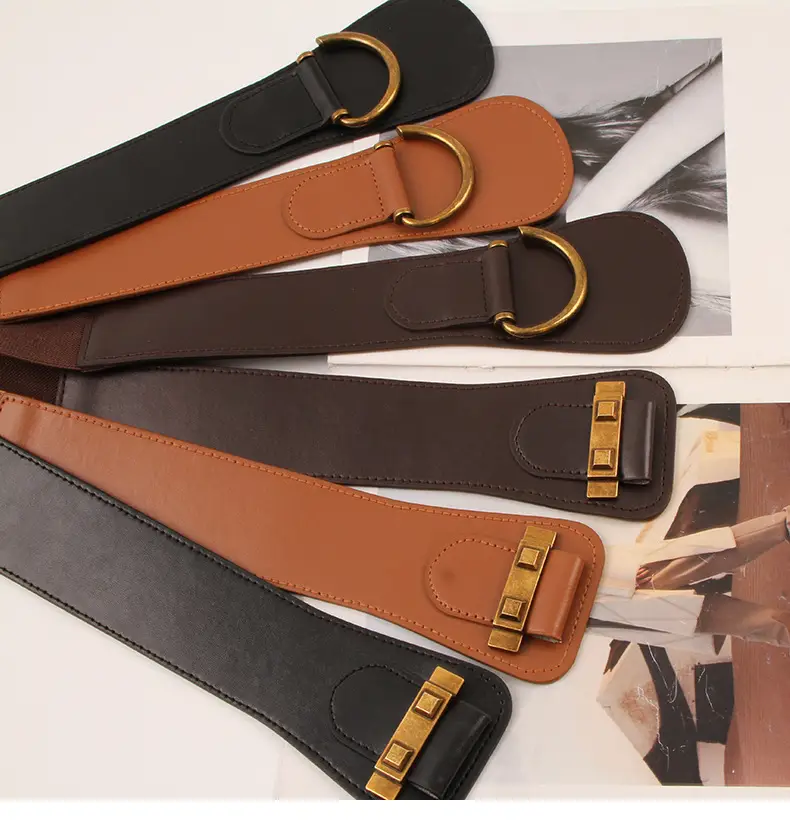 Elasticated Waist Belt for Women with Gold Buckle — feature 11