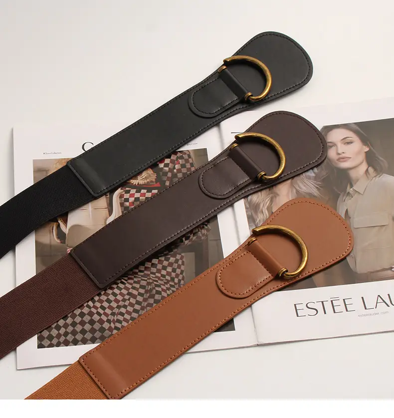 Elasticated Waist Belt for Women with Gold Buckle — feature 7