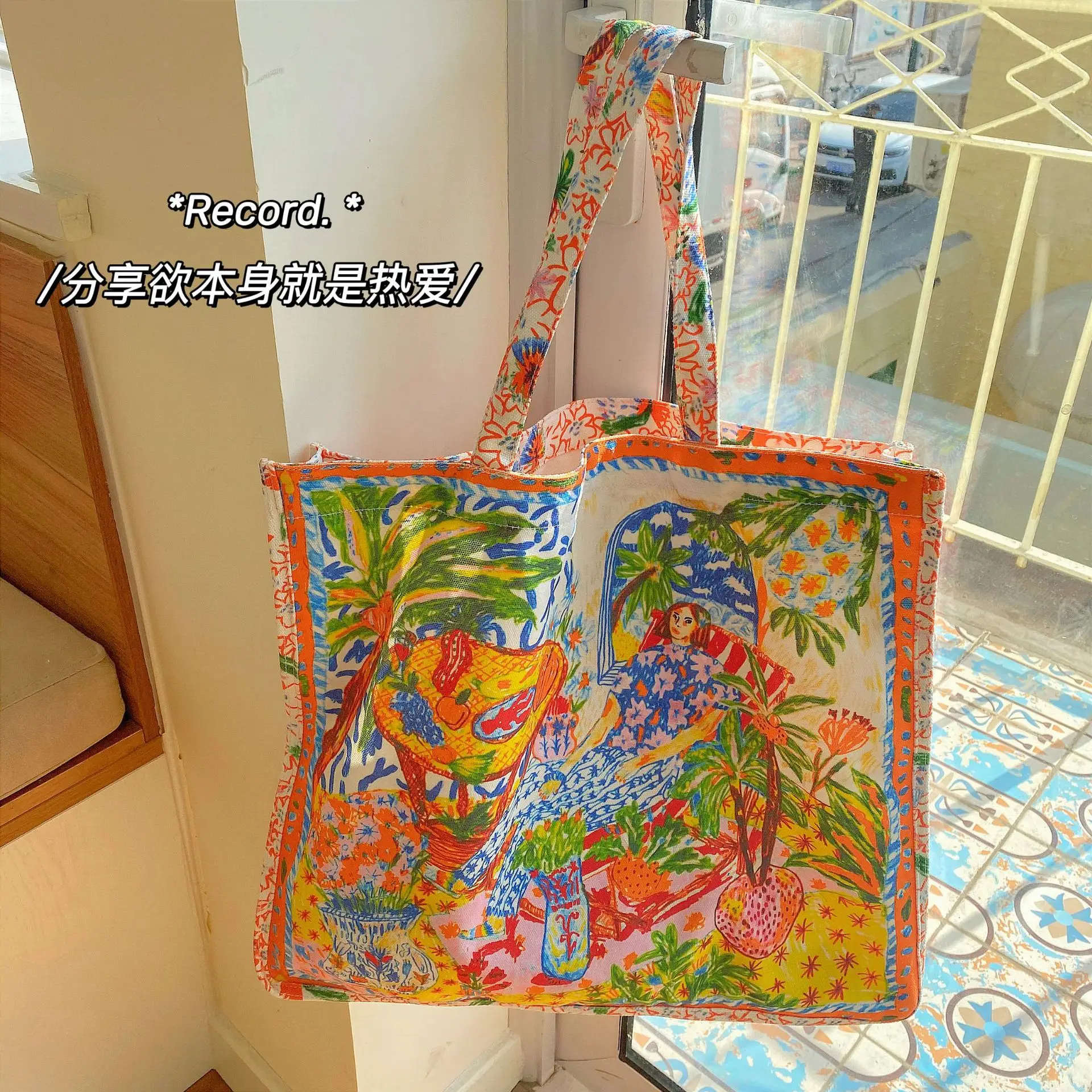 Thailand Fire Print Canvas Shoulder Bag Large Capacity - Image 3