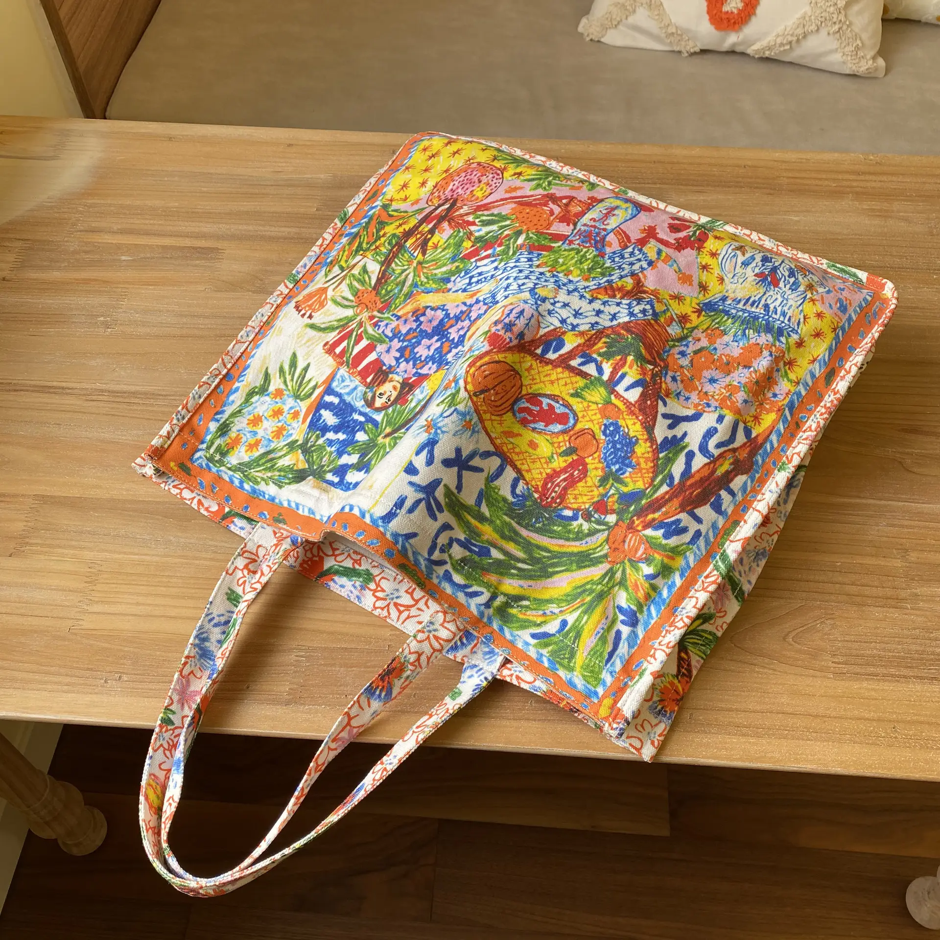 Thailand Fire Print Canvas Shoulder Bag Large Capacity - Image 4