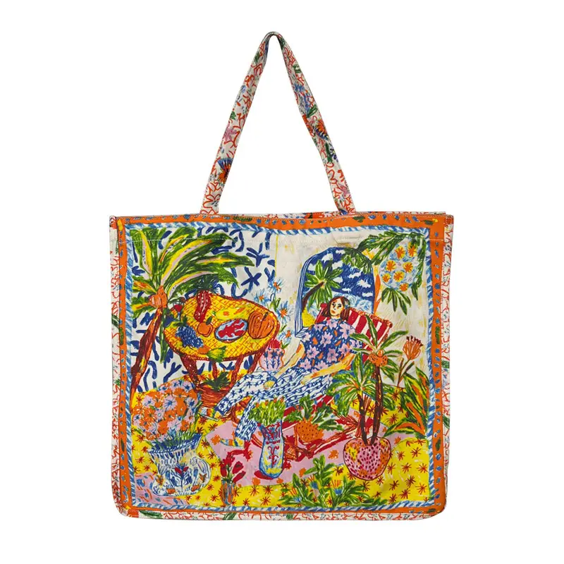 Thailand Fire Print Canvas Shoulder Bag Large Capacity - Image 6