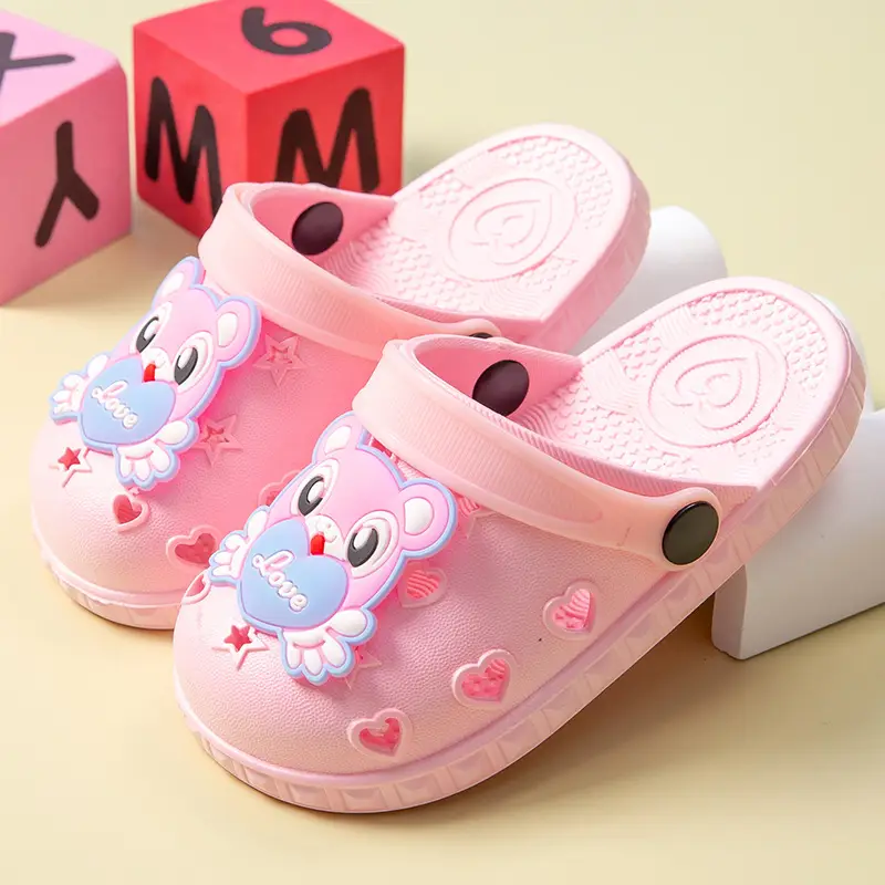 Cute Cartoon Baby Slippers Pink Anti-Slip Soft Bottom