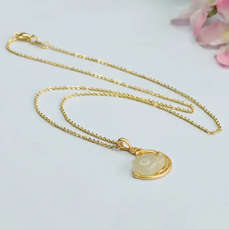 Guan Yu Jade Rabbit Pendant Necklace Gold Plated S925 — feature 10