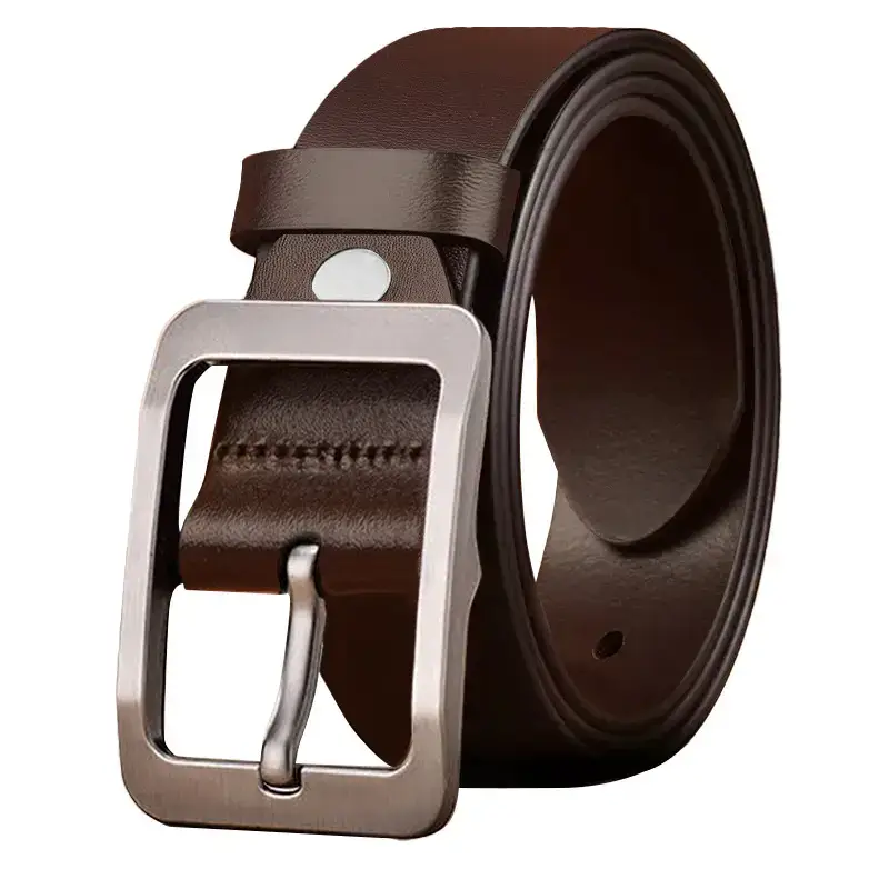 Men's Vintage Pin Buckle Black Cowhide Belt - Image 7
